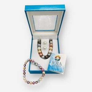 JOIA DE MAJORCA‎ Necklace 10mm 18" Multi-Color Colored Pearls Earrings Bracelet